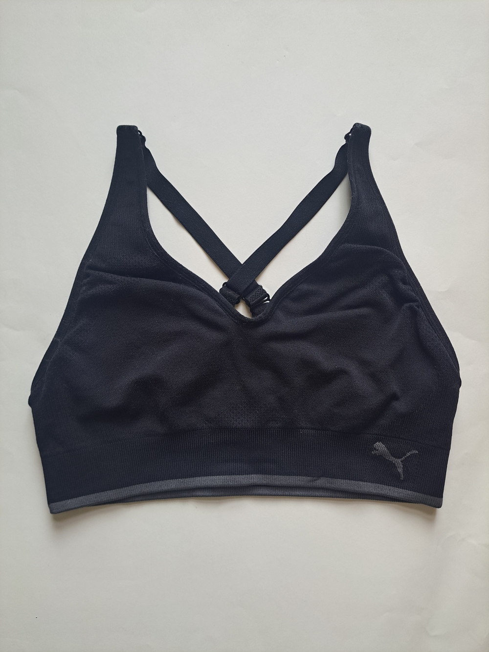 PUMA Black Crossback Sports Bra Size M | Athletic Workout Top | Minimalist